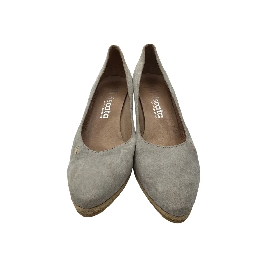 Viscata Barcelona Grey Suede Espadrille Wedges Made in Spain Size 40